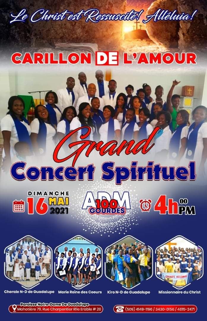 16 mai 2021: Grand concert spirituel à la paroisse de Notre-Dame de Guadelupe de Carrefour